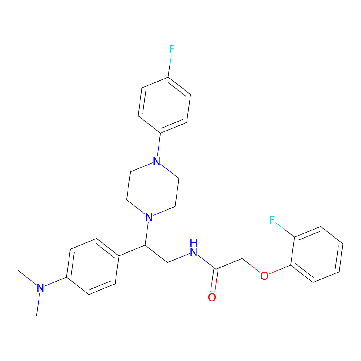 N-{2-[4-(dimethylamino)phenyl]-2-[4-(4-fluorophenyl)piperazin-1-yl]ethyl}-2-(2-fluorophenoxy)acetamide molecular structure, CAS 1005305-43-0