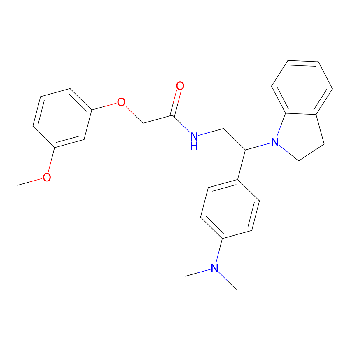 N-[2-(2,3-dihydro-1H-indol-1-yl)-2-[4-(dimethylamino)phenyl]ethyl]-2-(3-methoxyphenoxy)acetamide molecular structure, CAS 1005305-48-5