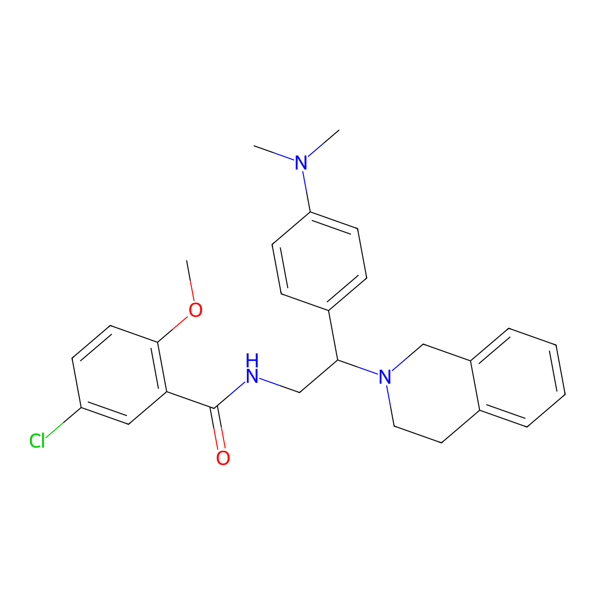 5-chloro-N-(2-(3,4-dihydroisoquinolin-2(1H)-yl)-2-(4-(dimethylamino)phenyl)ethyl)-2-methoxybenzamide molecular structure, CAS 1005305-50-9