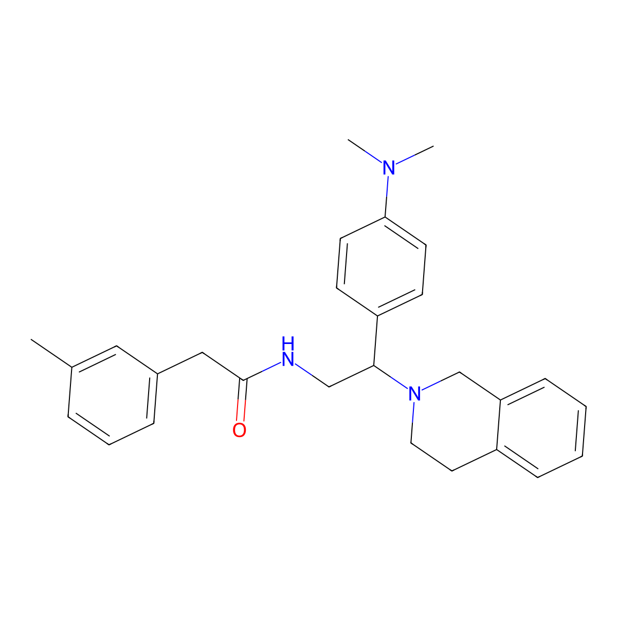 N-(2-(3,4-dihydroisoquinolin-2(1H)-yl)-2-(4-(dimethylamino)phenyl)ethyl)-2-(m-tolyl)acetamide molecular structure, CAS 1005305-51-0