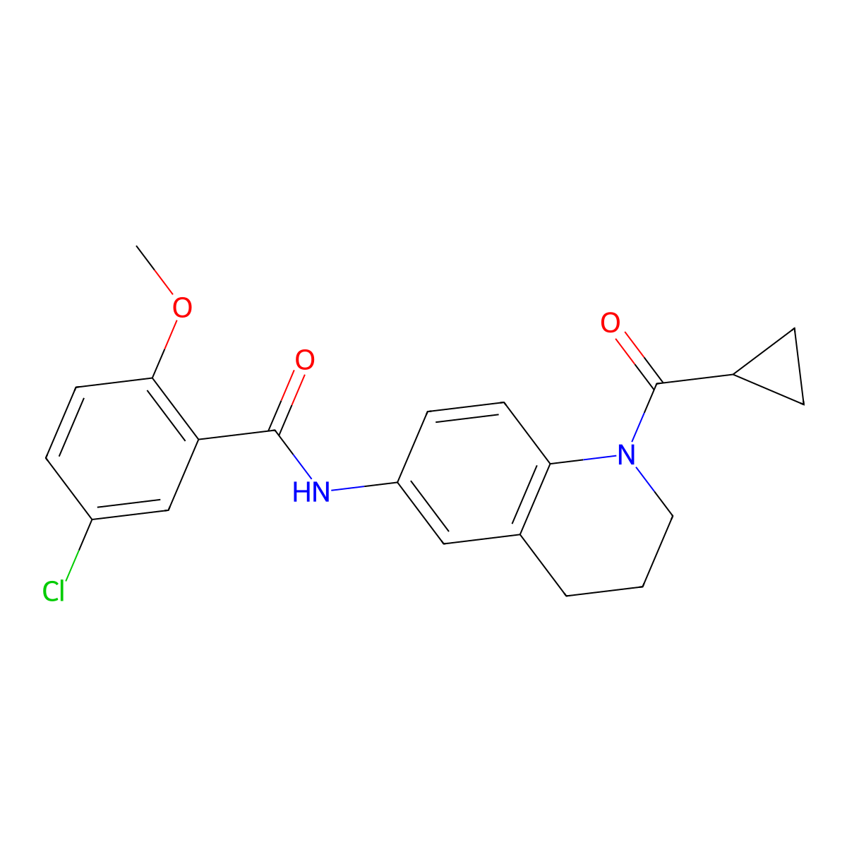5-chloro-N-[1-(cyclopropanecarbonyl)-3,4-dihydro-2H-quinolin-6-yl]-2-methoxybenzamide molecular structure, CAS 1005305-60-1