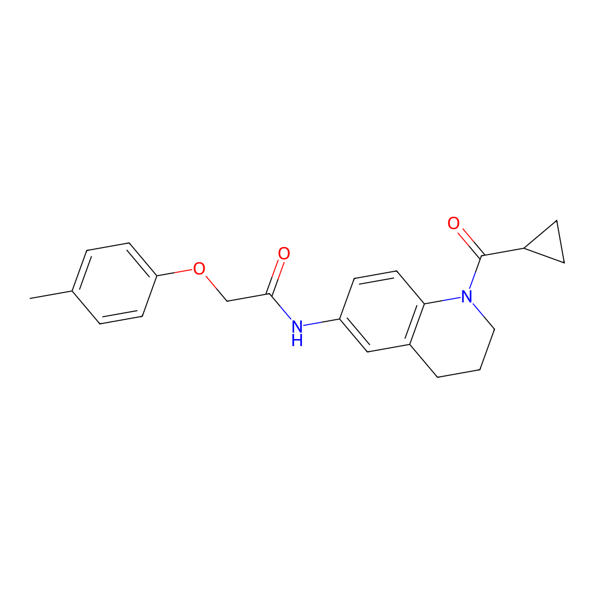 N-(1-(cyclopropanecarbonyl)-1,2,3,4-tetrahydroquinolin-6-yl)-2-(p-tolyloxy)acetamide molecular structure, CAS 1005305-61-2