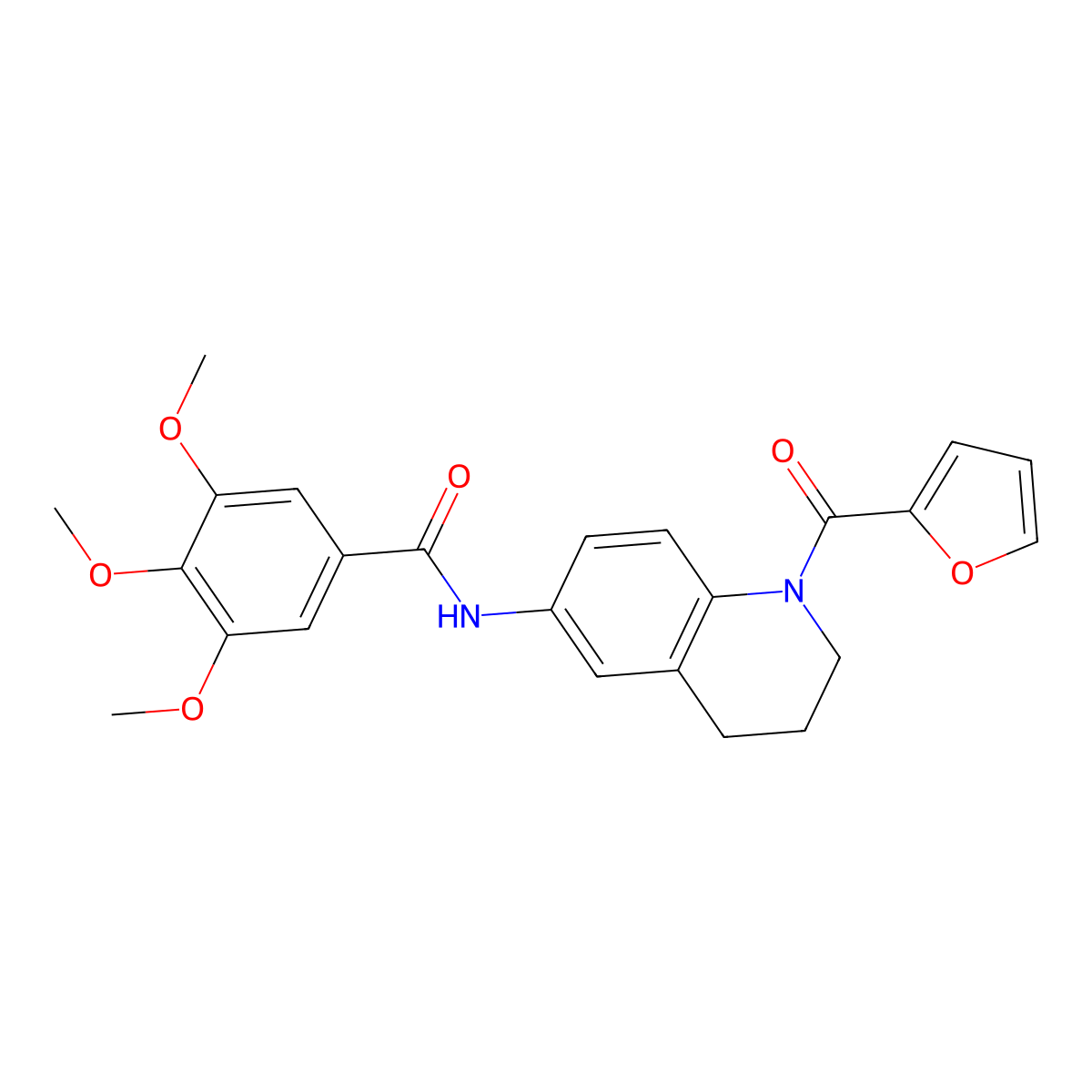 N-[1-(furan-2-carbonyl)-1,2,3,4-tetrahydroquinolin-6-yl]-3,4,5-trimethoxybenzamide molecular structure, CAS 1005305-63-4