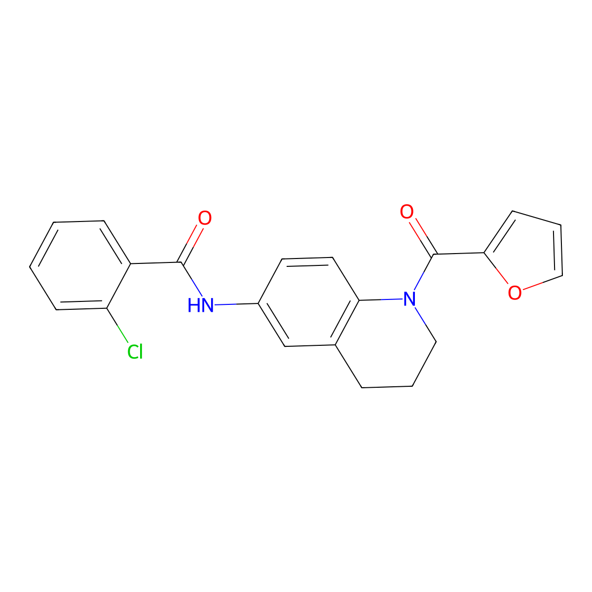 2-chloro-N-[1-(furan-2-carbonyl)-1,2,3,4-tetrahydroquinolin-6-yl]benzamide molecular structure, CAS 1005305-64-5