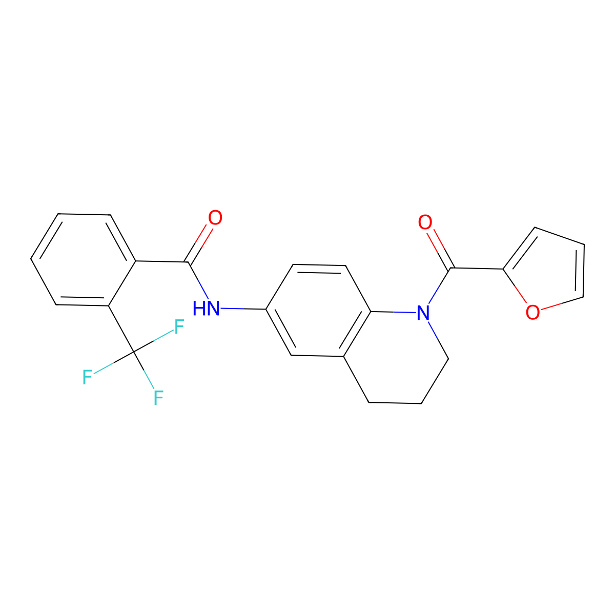 N-[1-(furan-2-carbonyl)-1,2,3,4-tetrahydroquinolin-6-yl]-2-(trifluoromethyl)benzamide molecular structure, CAS 1005305-66-7