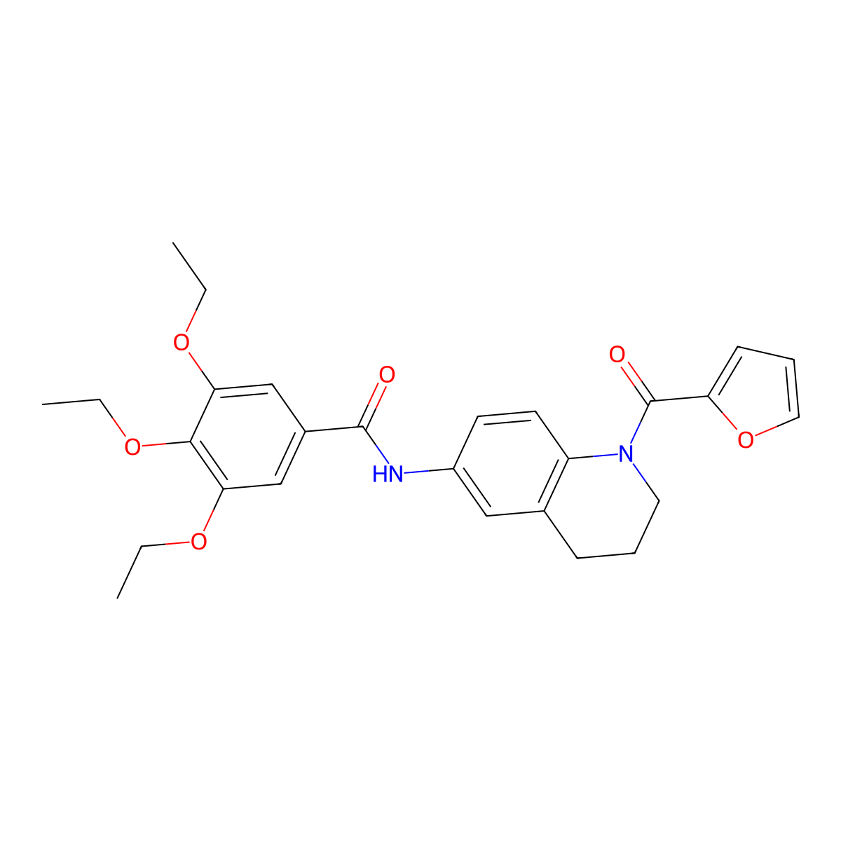 3,4,5-triethoxy-N-[1-(furan-2-carbonyl)-1,2,3,4-tetrahydroquinolin-6-yl]benzamide molecular structure, CAS 1005305-75-8