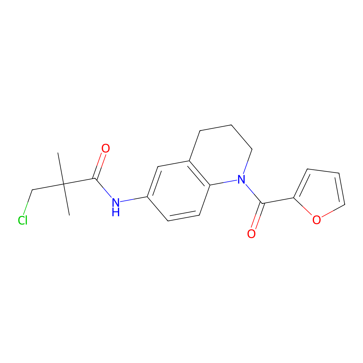 3-chloro-N-[1-(furan-2-carbonyl)-1,2,3,4-tetrahydroquinolin-6-yl]-2,2-dimethylpropanamide molecular structure, CAS 1005305-77-0