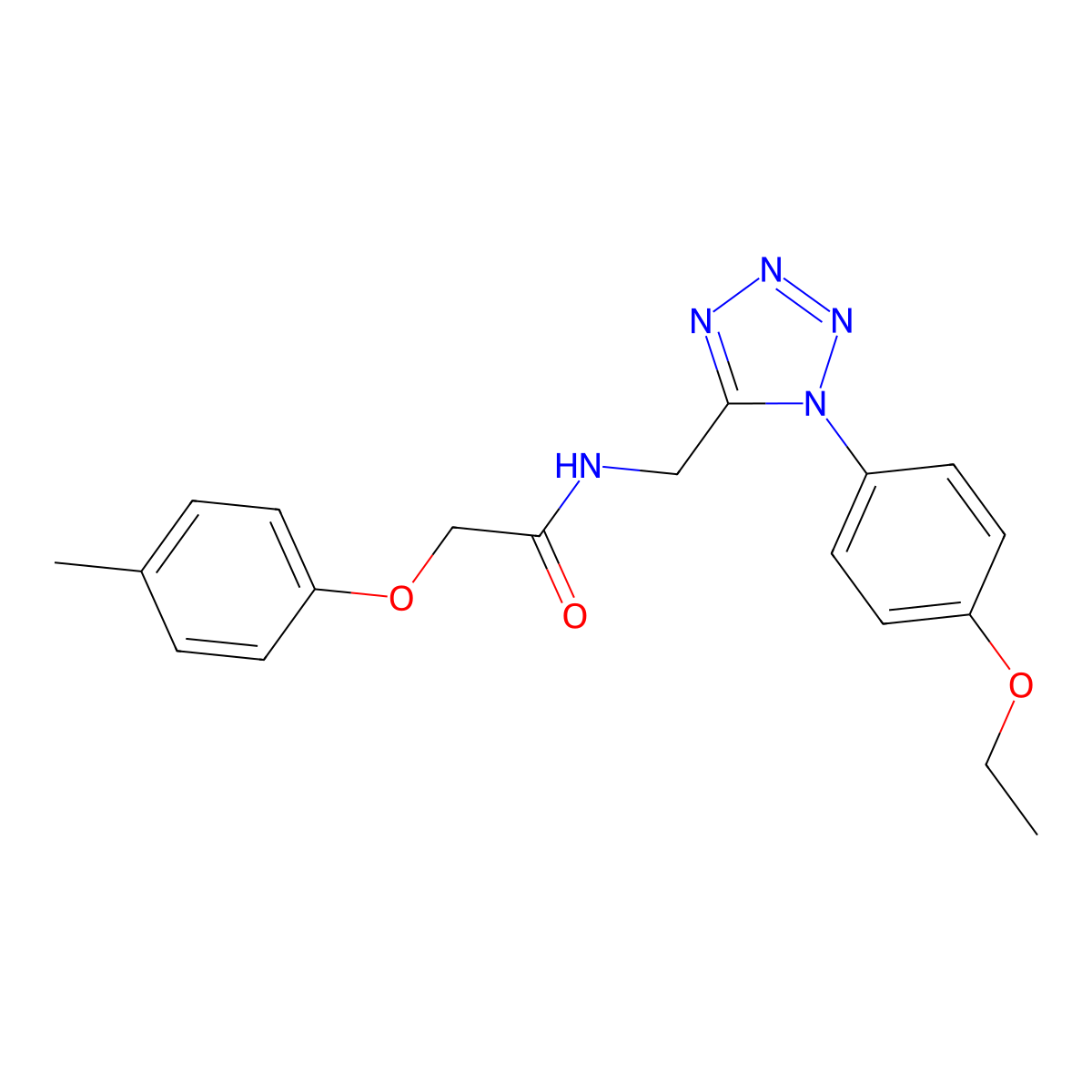 N-((1-(4-ethoxyphenyl)-1H-tetrazol-5-yl)methyl)-2-(p-tolyloxy)acetamide molecular structure, CAS 1005305-78-1
