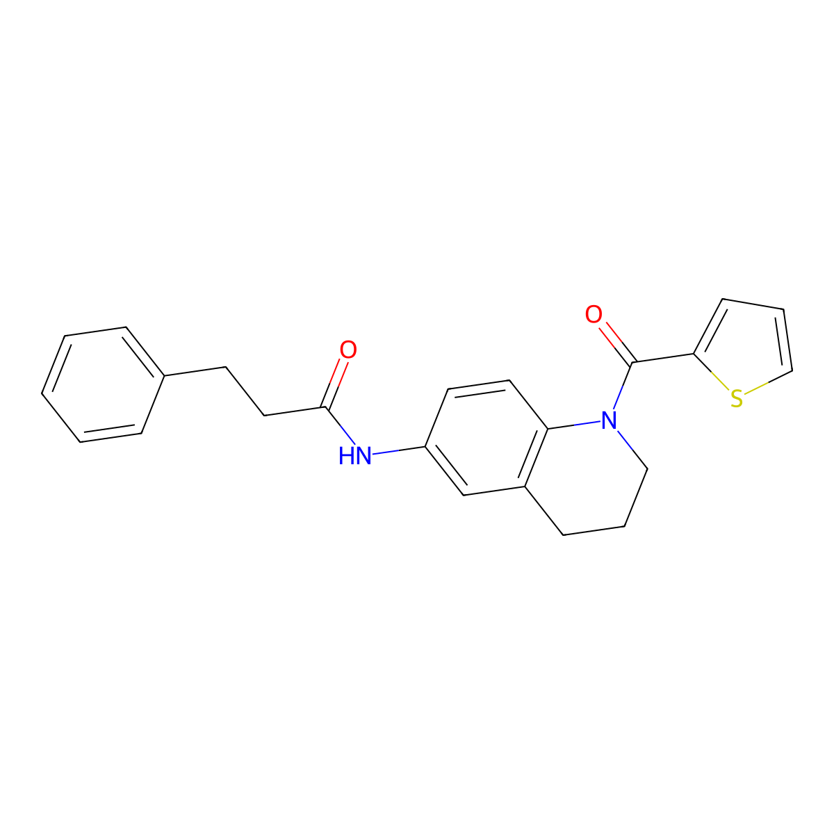 3-phenyl-N-[1-(thiophene-2-carbonyl)-1,2,3,4-tetrahydroquinolin-6-yl]propanamide molecular structure, CAS 1005305-79-2