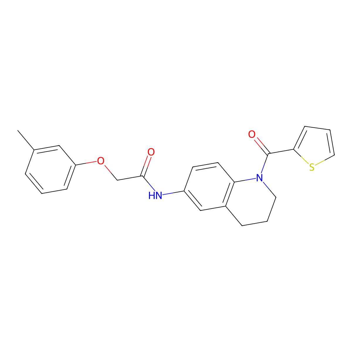 2-(3-methylphenoxy)-N-[1-(thiophene-2-carbonyl)-3,4-dihydro-2H-quinolin-6-yl]acetamide molecular structure, CAS 1005305-83-8