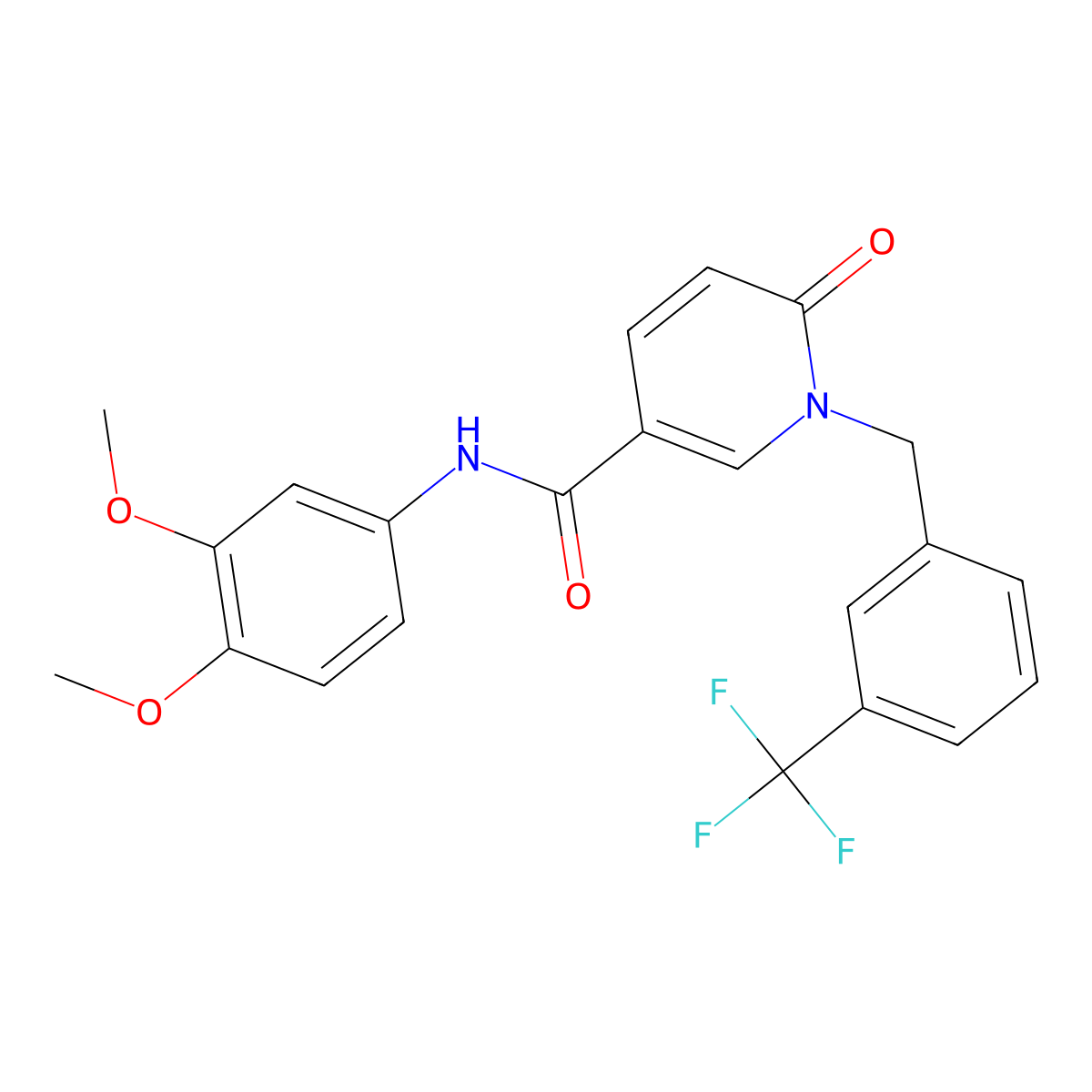 N-(3,4-dimethoxyphenyl)-6-oxo-1-(3-(trifluoromethyl)benzyl)-1,6-dihydropyridine-3-carboxamide molecular structure, CAS 1005305-86-1