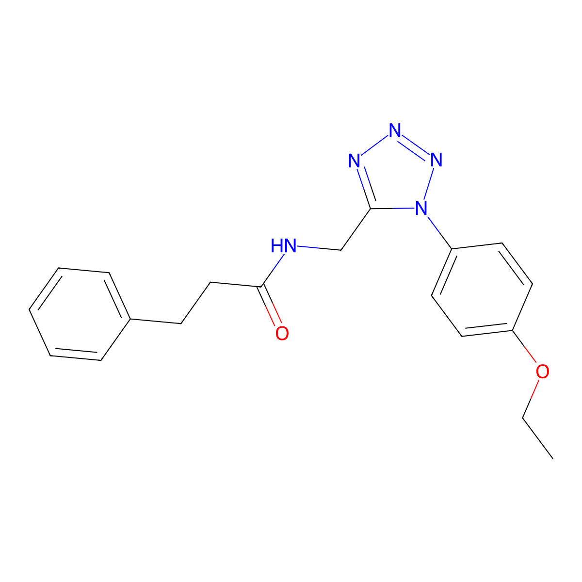 N-((1-(4-ethoxyphenyl)-1H-tetrazol-5-yl)methyl)-3-phenylpropanamide molecular structure, CAS 1005305-89-4