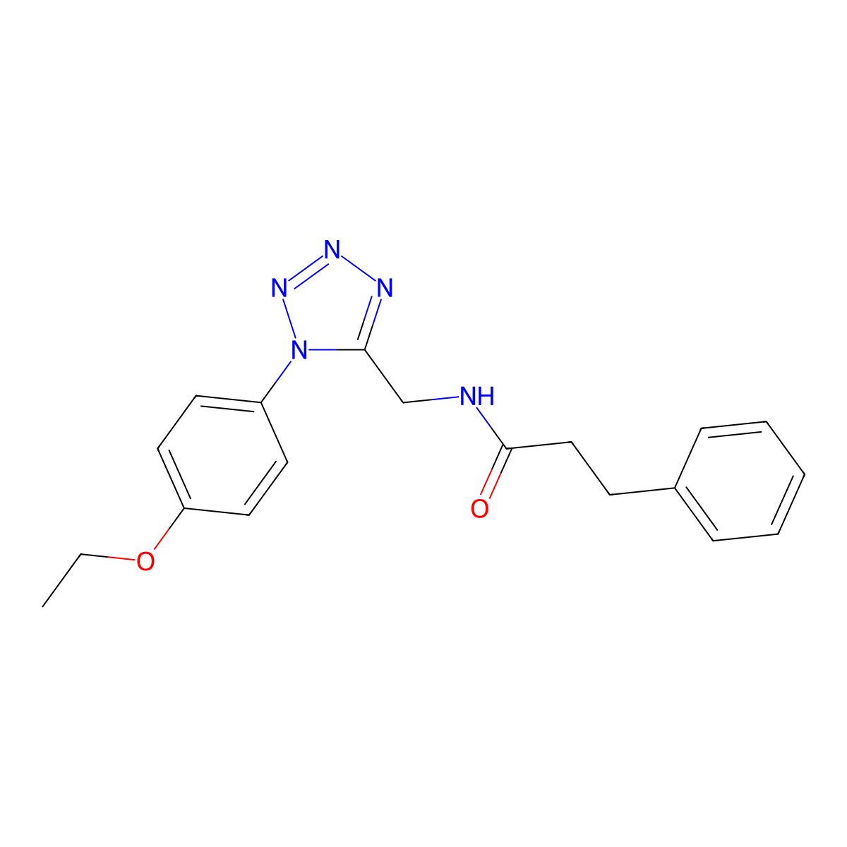 N-((1-(4-ethoxyphenyl)-1H-tetrazol-5-yl)methyl)-3-phenylpropanamide molecular structure, CAS 1005305-89-4
