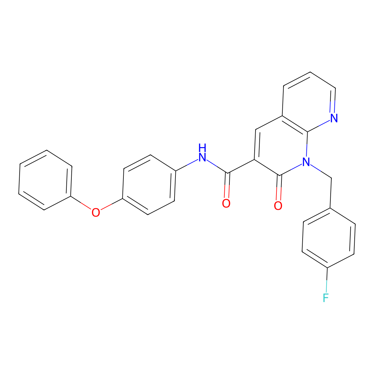 1-(4-fluorobenzyl)-2-oxo-N-(4-phenoxyphenyl)-1,2-dihydro-1,8-naphthyridine-3-carboxamide molecular structure, CAS 1005306-01-3
