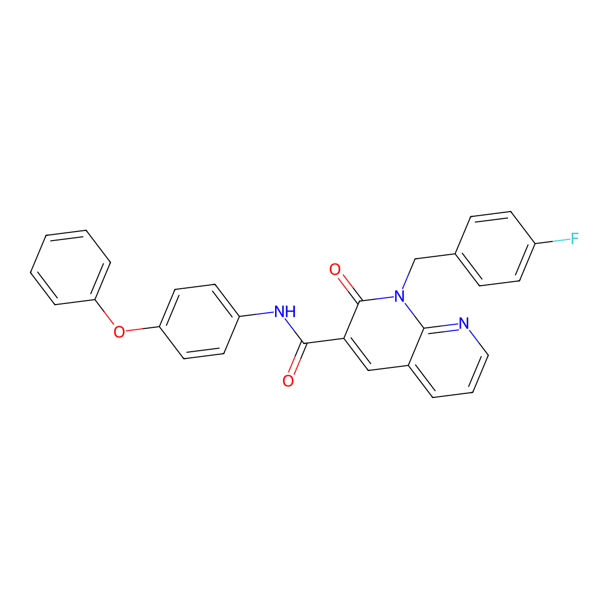 1-(4-fluorobenzyl)-2-oxo-N-(4-phenoxyphenyl)-1,2-dihydro-1,8-naphthyridine-3-carboxamide molecular structure, CAS 1005306-01-3