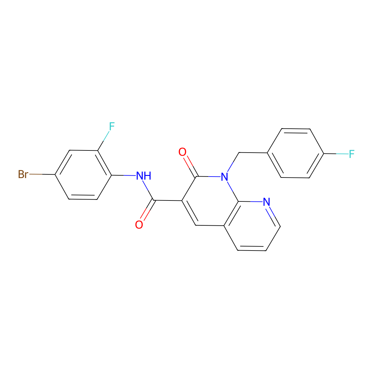 N-(4-bromo-2-fluorophenyl)-1-(4-fluorobenzyl)-2-oxo-1,2-dihydro-1,8-naphthyridine-3-carboxamide molecular structure, CAS 1005306-03-5