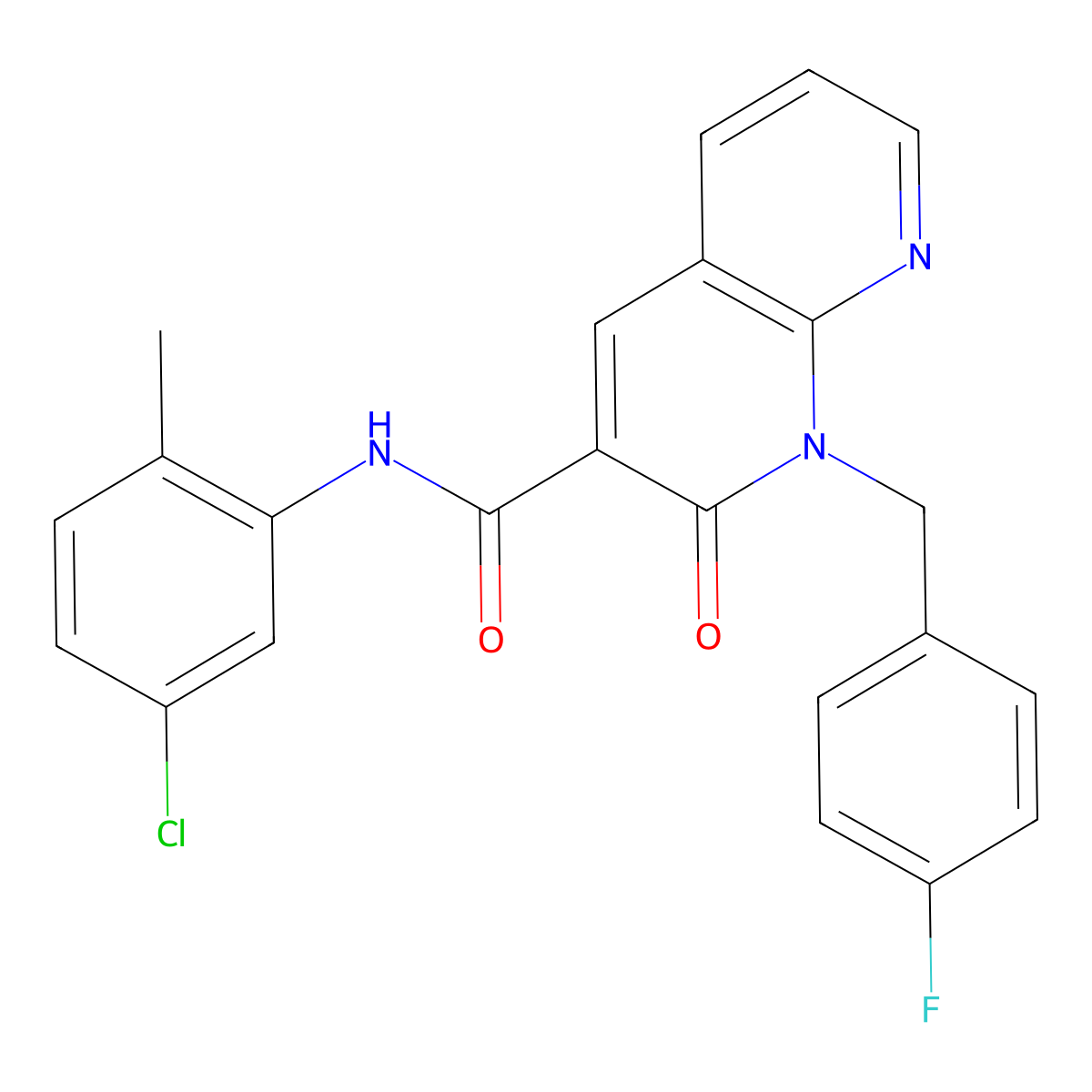 N-(5-chloro-2-methylphenyl)-1-(4-fluorobenzyl)-2-oxo-1,2-dihydro-1,8-naphthyridine-3-carboxamide molecular structure, CAS 1005306-05-7