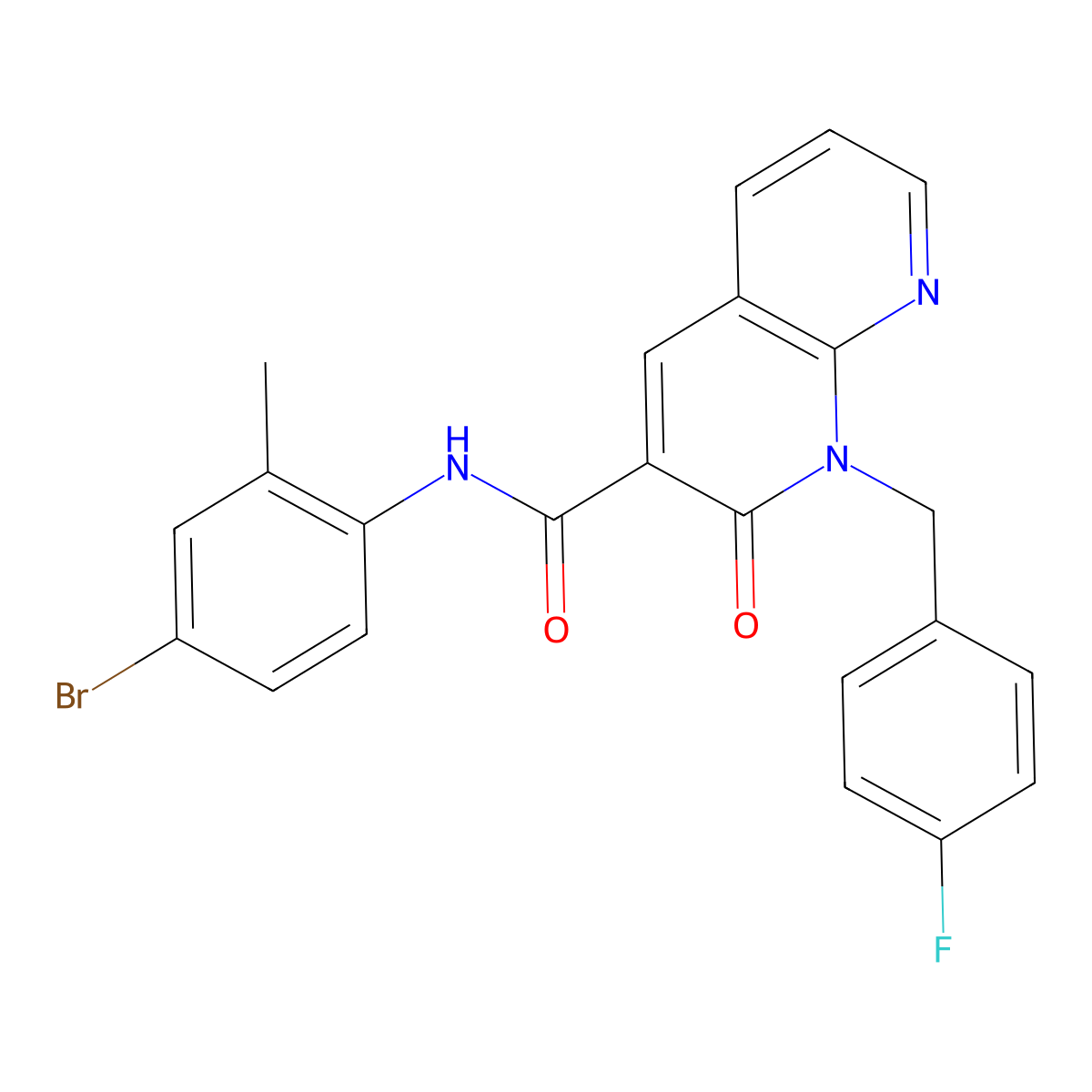 N-(4-bromo-2-methylphenyl)-1-(4-fluorobenzyl)-2-oxo-1,2-dihydro-1,8-naphthyridine-3-carboxamide molecular structure, CAS 1005306-07-9