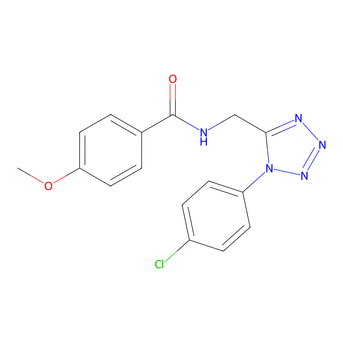 N-((1-(4-chlorophenyl)-1H-tetrazol-5-yl)methyl)-4-methoxybenzamide molecular structure, CAS 1005306-08-0