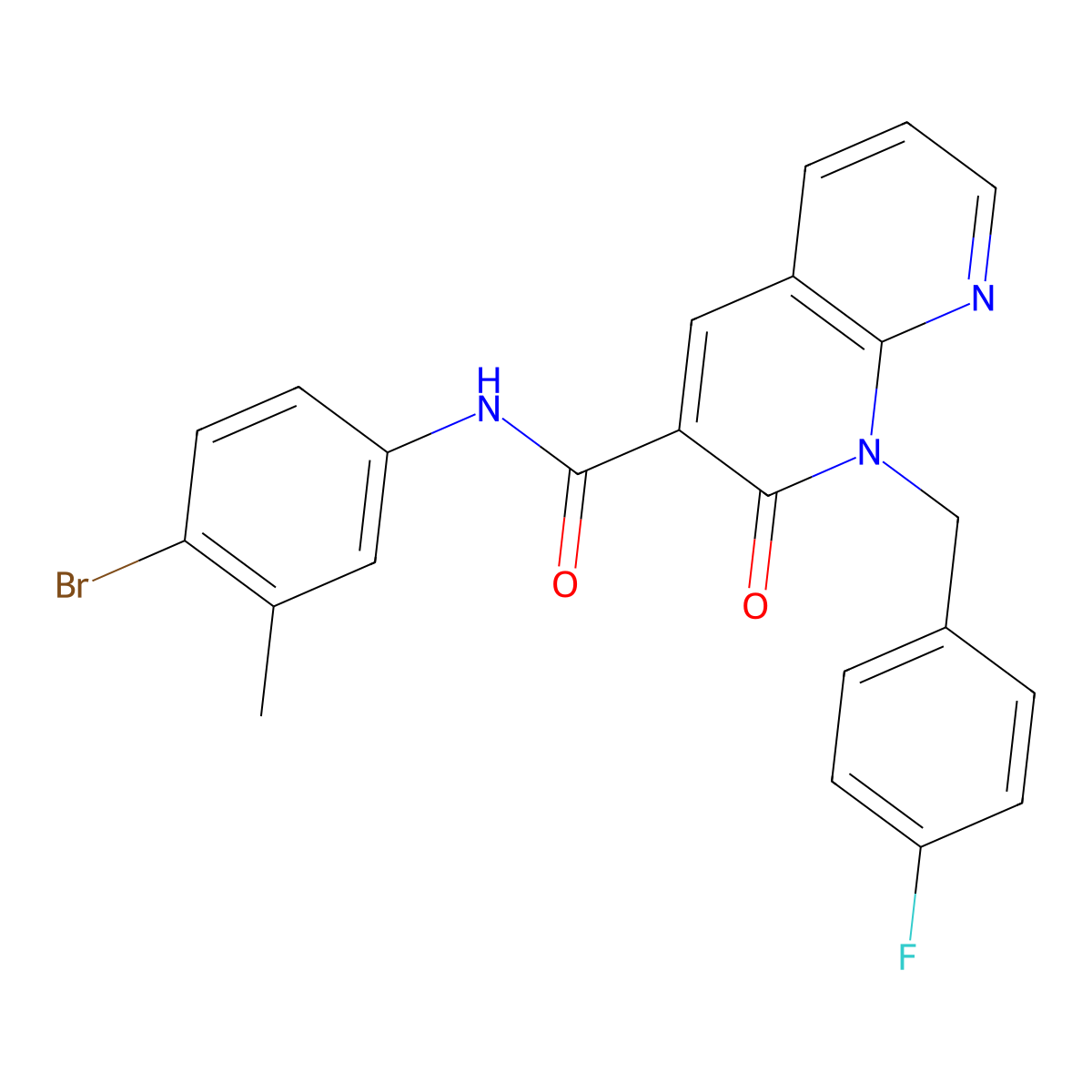 N-(4-bromo-3-methylphenyl)-1-(4-fluorobenzyl)-2-oxo-1,2-dihydro-1,8-naphthyridine-3-carboxamide molecular structure, CAS 1005306-09-1