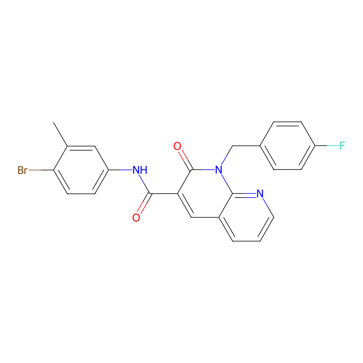 N-(4-bromo-3-methylphenyl)-1-(4-fluorobenzyl)-2-oxo-1,2-dihydro-1,8-naphthyridine-3-carboxamide molecular structure, CAS 1005306-09-1