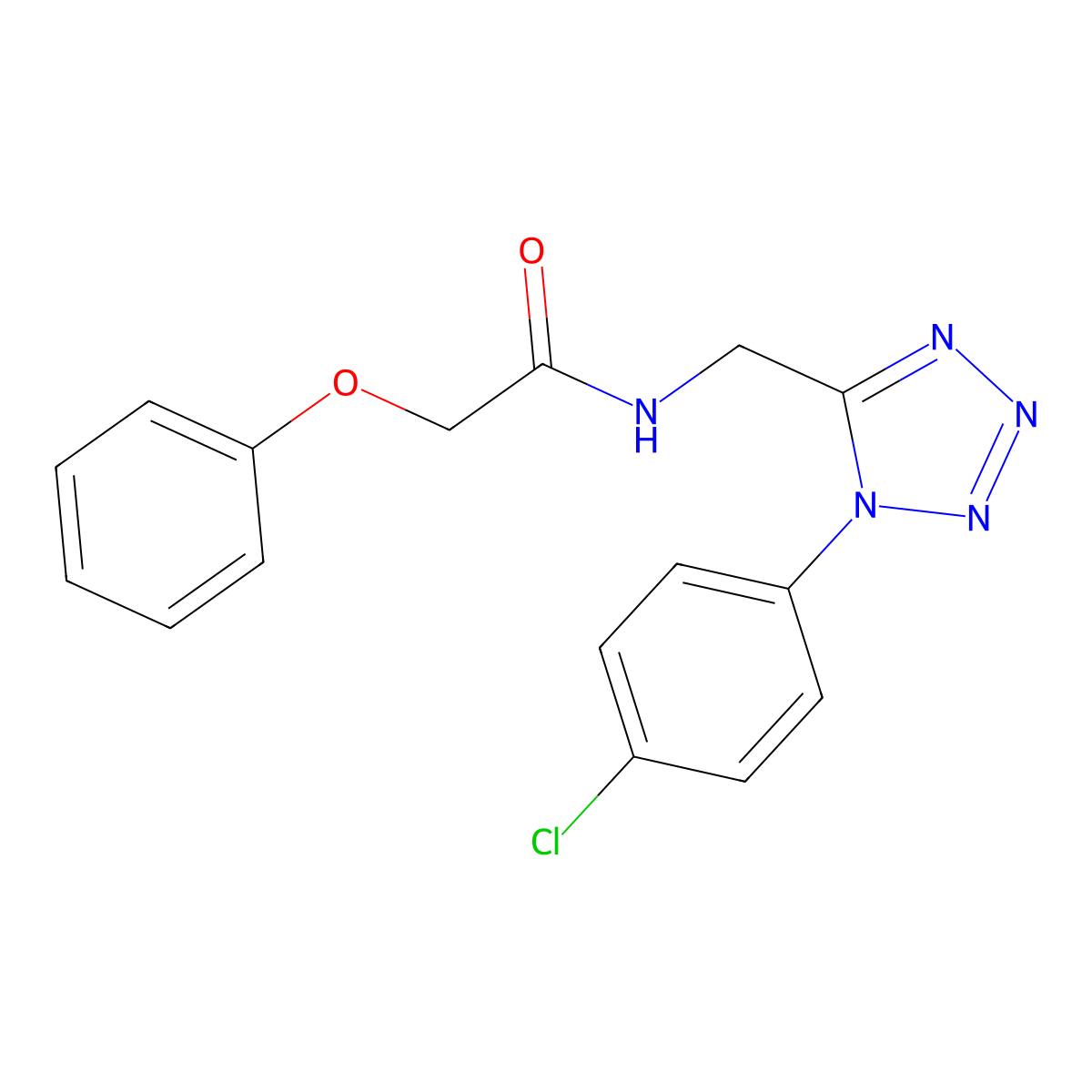 N-((1-(4-chlorophenyl)-1H-tetrazol-5-yl)methyl)-2-phenoxyacetamide molecular structure, CAS 1005306-14-8