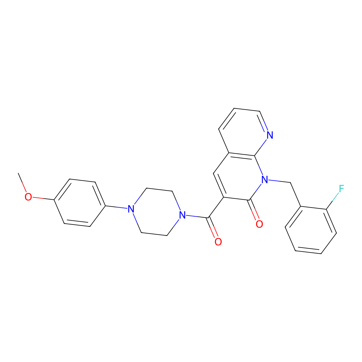 1-(2-fluorobenzyl)-3-(4-(4-methoxyphenyl)piperazine-1-carbonyl)-1,8-naphthyridin-2(1H)-one molecular structure, CAS 1005306-28-4