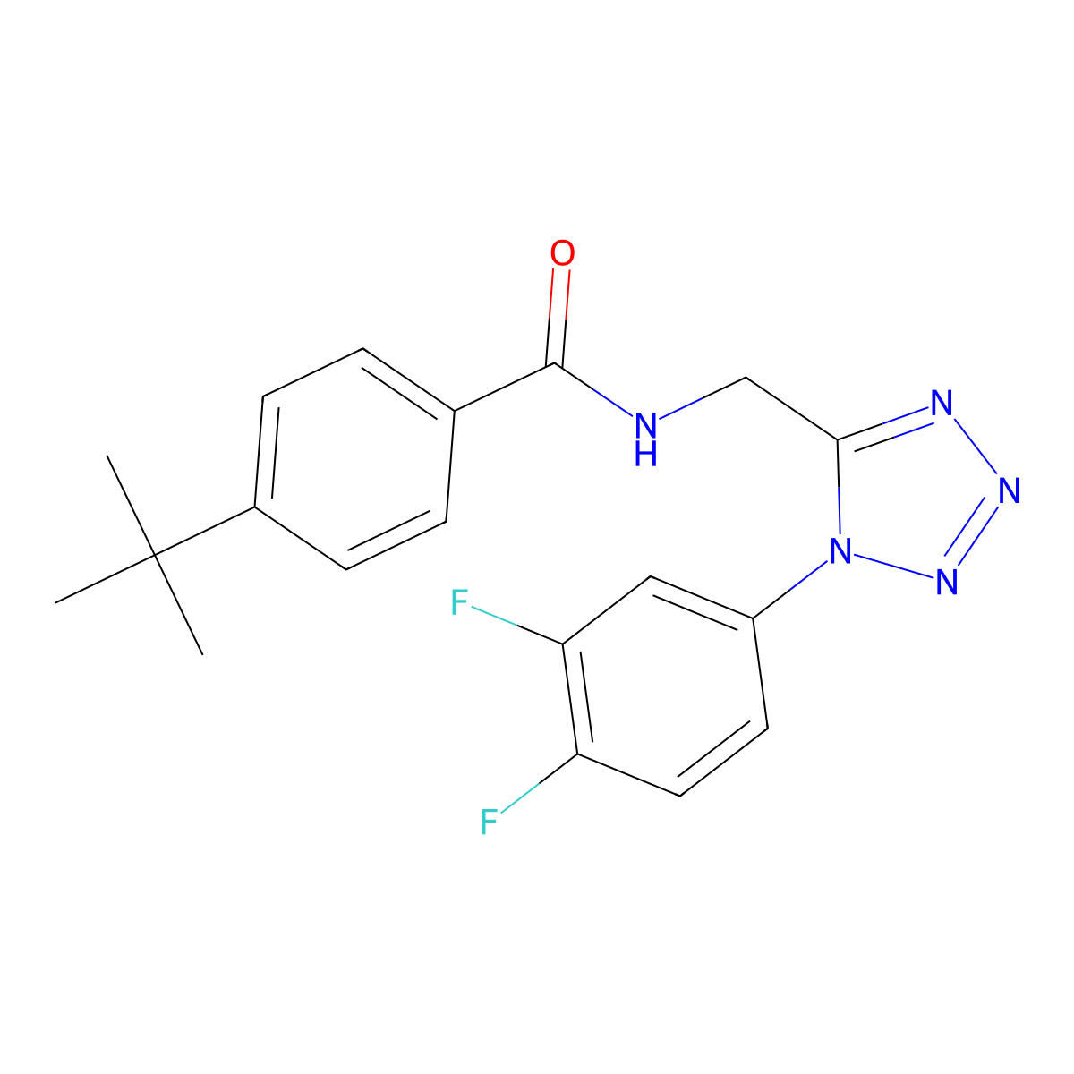 4-(tert-butyl)-N-((1-(3,4-difluorophenyl)-1H-tetrazol-5-yl)methyl)benzamide molecular structure, CAS 1005306-30-8