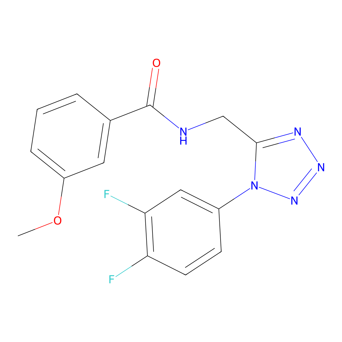 N-((1-(3,4-difluorophenyl)-1H-tetrazol-5-yl)methyl)-3-methoxybenzamide molecular structure, CAS 1005306-33-1