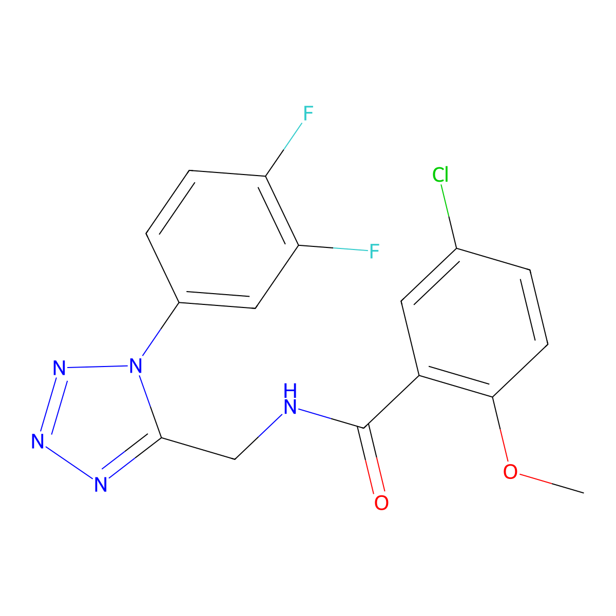 5-chloro-N-((1-(3,4-difluorophenyl)-1H-tetrazol-5-yl)methyl)-2-methoxybenzamide molecular structure, CAS 1005306-45-5