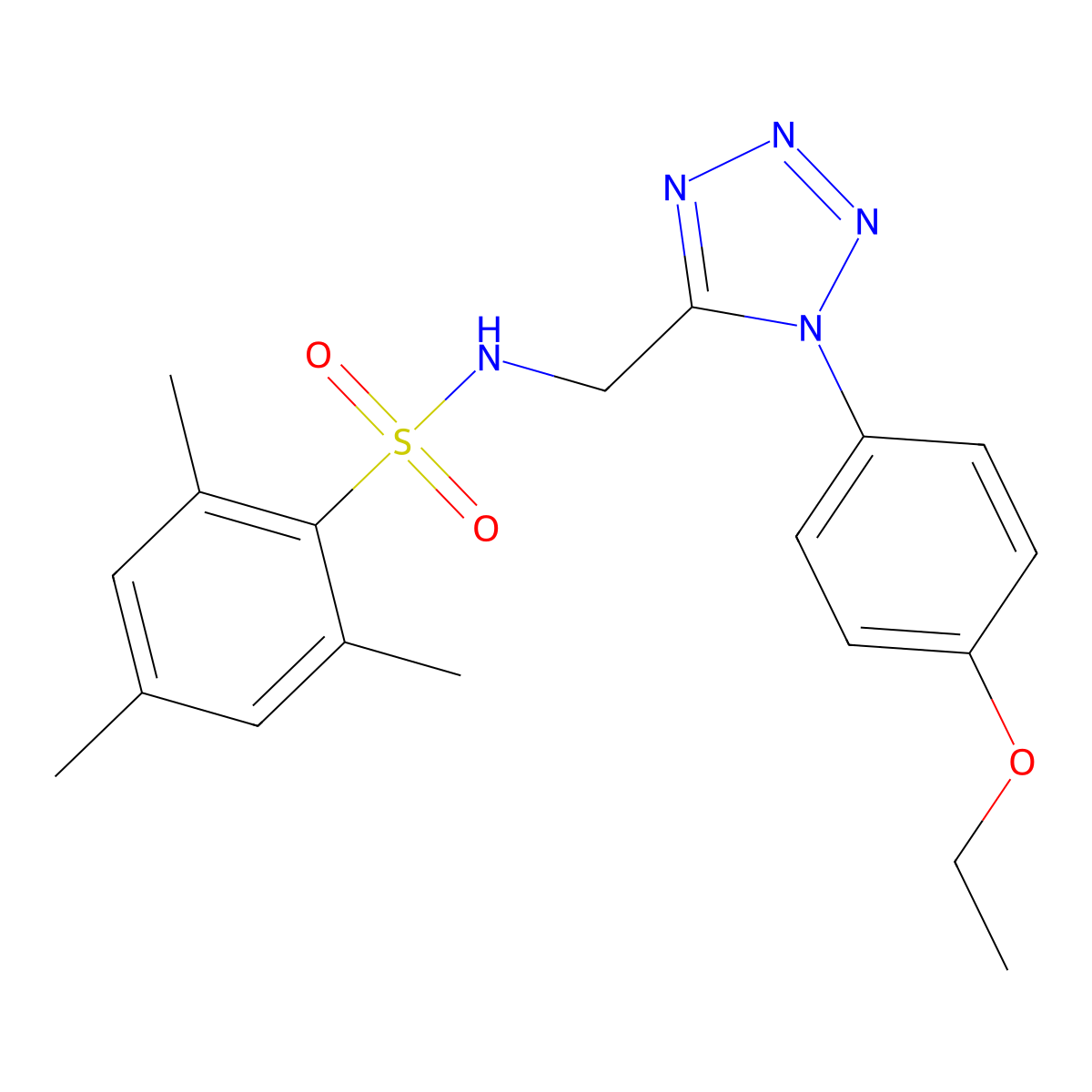 N-((1-(4-ethoxyphenyl)-1H-tetrazol-5-yl)methyl)-2,4,6-trimethylbenzenesulfonamide molecular structure, CAS 1005306-65-9