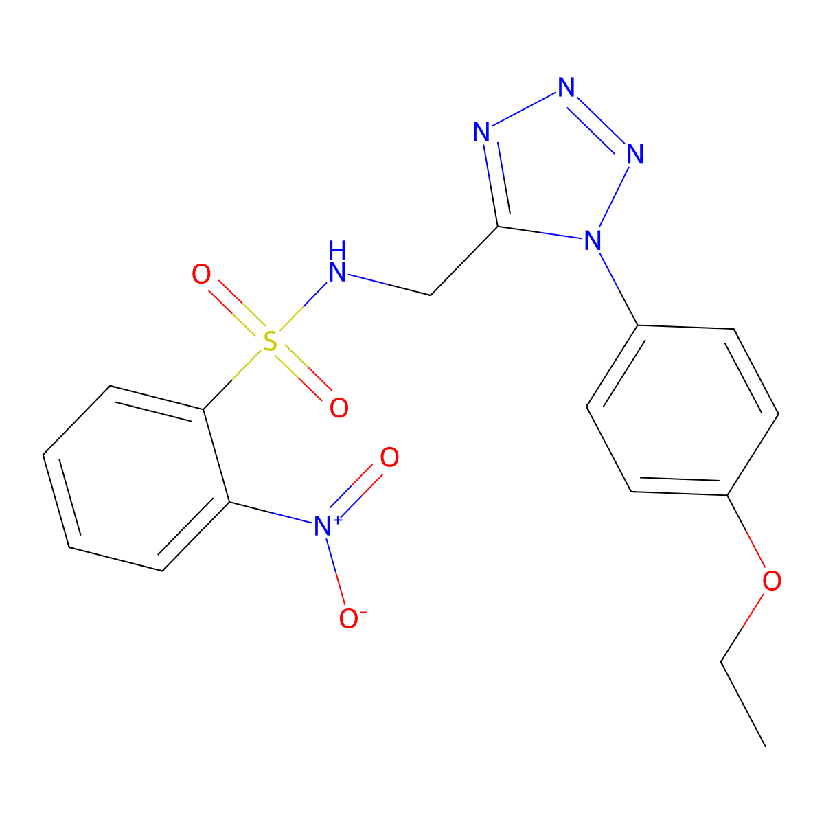 N-((1-(4-ethoxyphenyl)-1H-tetrazol-5-yl)methyl)-2-nitrobenzenesulfonamide molecular structure, CAS 1005306-67-1