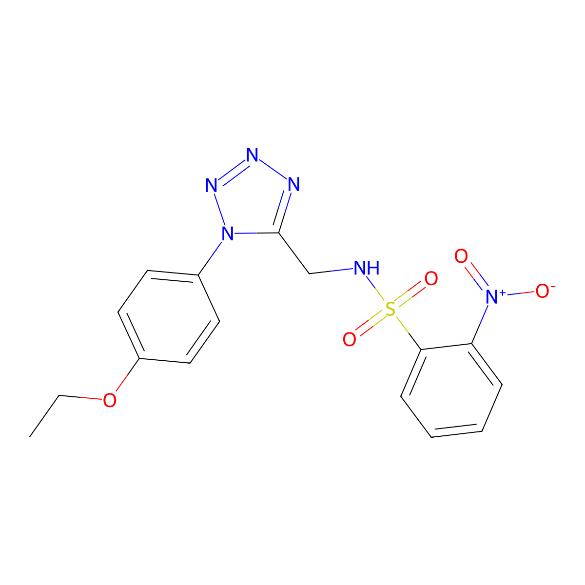 N-((1-(4-ethoxyphenyl)-1H-tetrazol-5-yl)methyl)-2-nitrobenzenesulfonamide molecular structure, CAS 1005306-67-1