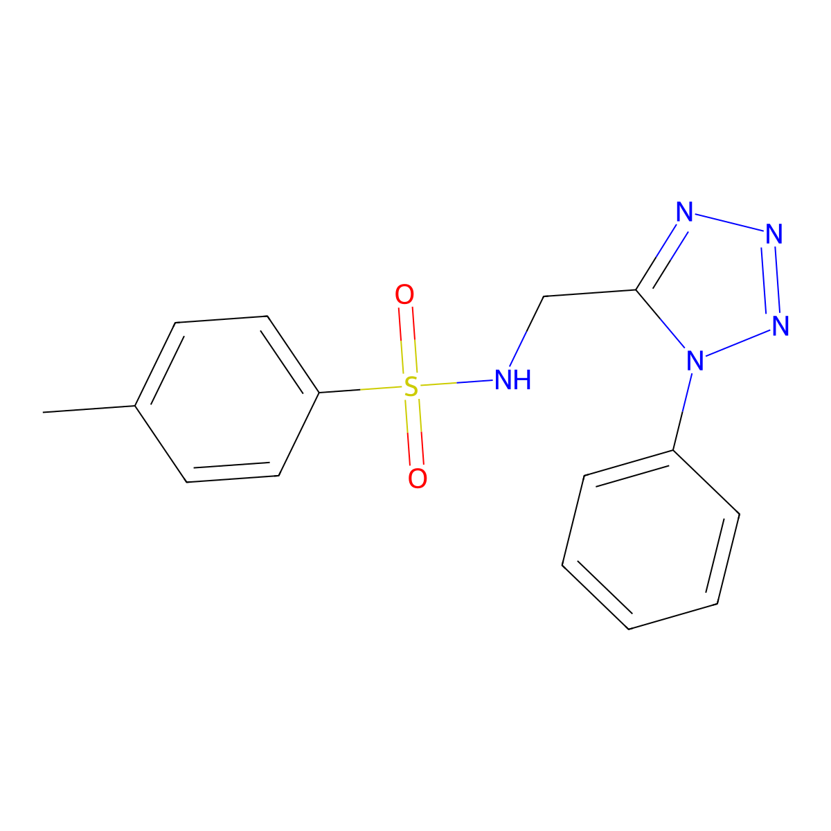 4-methyl-N-((1-phenyl-1H-tetrazol-5-yl)methyl)benzenesulfonamide molecular structure, CAS 1005306-69-3