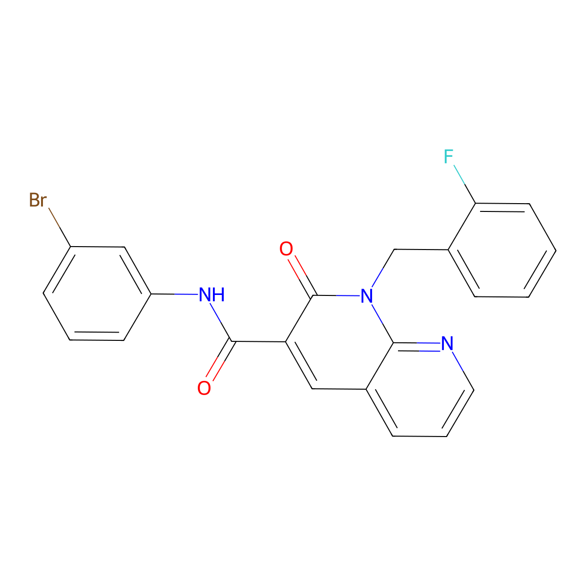 N-(3-bromophenyl)-1-(2-fluorobenzyl)-2-oxo-1,2-dihydro-1,8-naphthyridine-3-carboxamide molecular structure, CAS 1005306-72-8