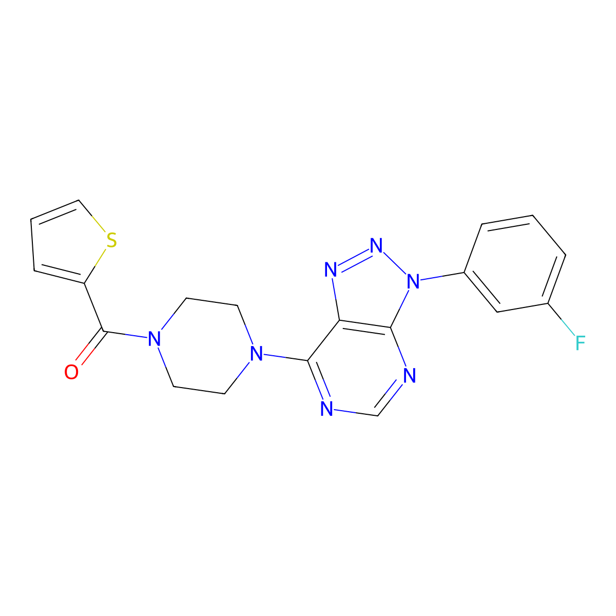 3-(3-fluorophenyl)-7-[4-(2-thienylcarbonyl)piperazin-1-yl]-3H-[1,2,3]triazolo[4,5-d]pyrimidine molecular structure, CAS 1005306-79-5