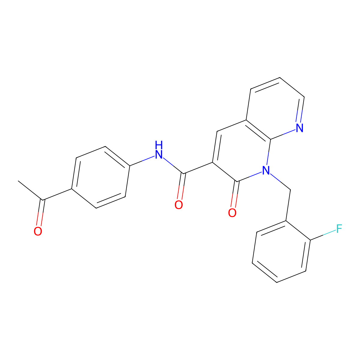 N-(4-acetylphenyl)-1-(2-fluorobenzyl)-2-oxo-1,2-dihydro-1,8-naphthyridine-3-carboxamide molecular structure, CAS 1005306-89-7