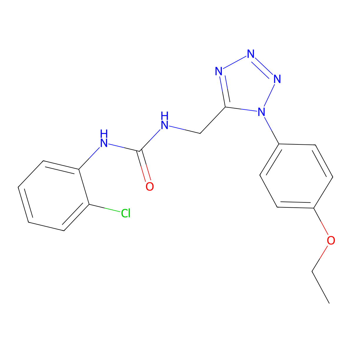 1-(2-chlorophenyl)-3-((1-(4-ethoxyphenyl)-1H-tetrazol-5-yl)methyl)urea molecular structure, CAS 1005306-90-0