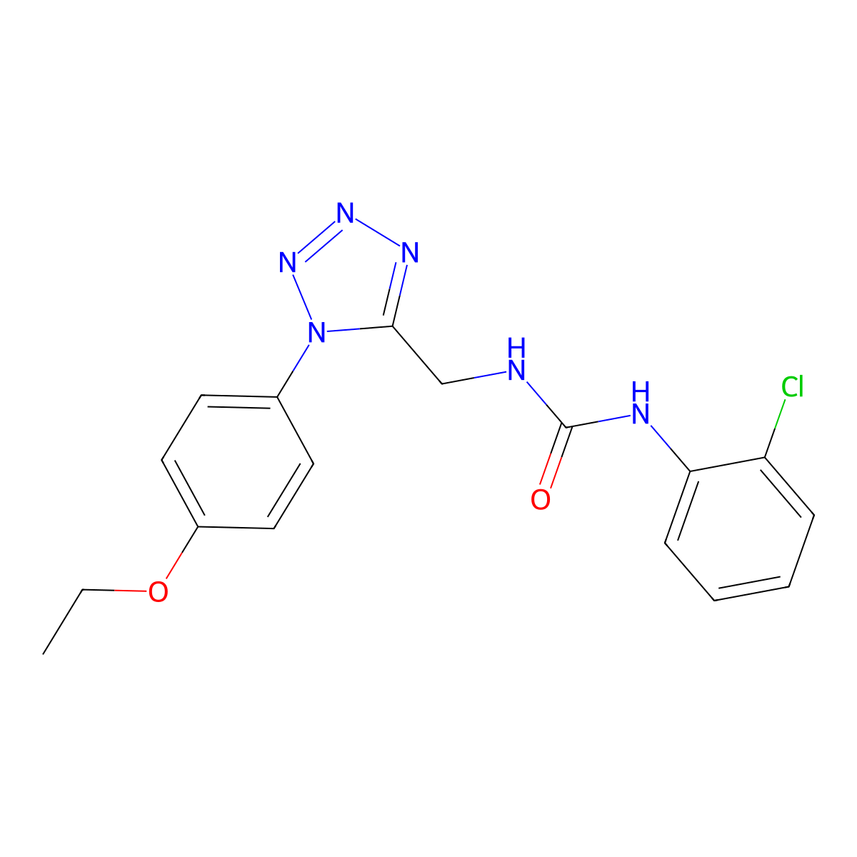 1-(2-chlorophenyl)-3-((1-(4-ethoxyphenyl)-1H-tetrazol-5-yl)methyl)urea molecular structure, CAS 1005306-90-0