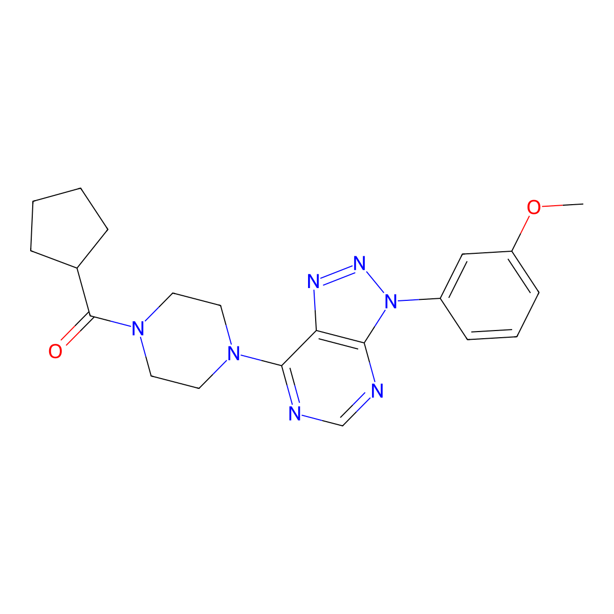 cyclopentyl{4-[3-(3-methoxyphenyl)-3H-[1,2,3]triazolo[4,5-d]pyrimidin-7-yl]piperazino}methanone molecular structure, CAS 1005306-91-1