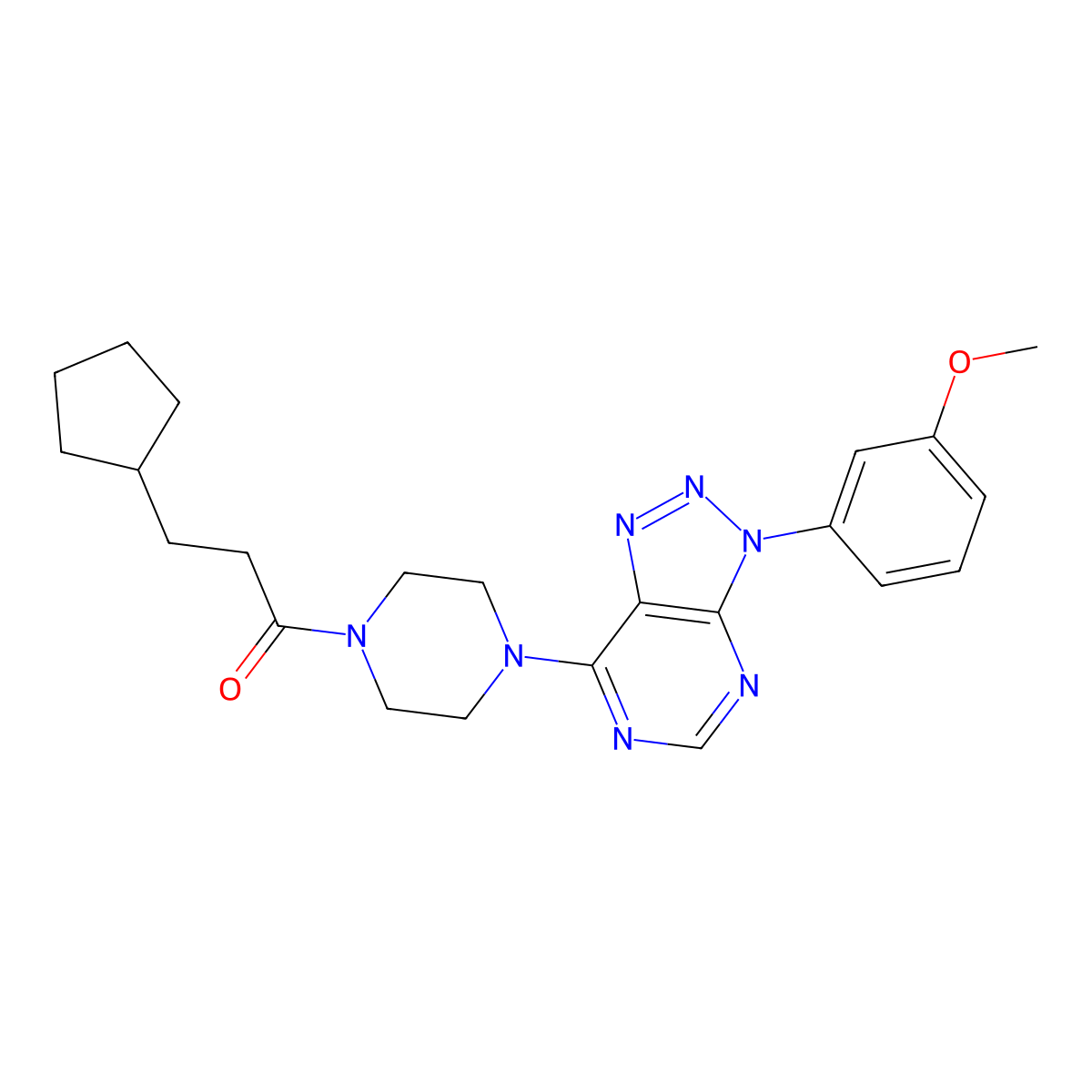 3-cyclopentyl-1-{4-[3-(3-methoxyphenyl)-3H-[1,2,3]triazolo[4,5-d]pyrimidin-7-yl]piperazin-1-yl}propan-1-one molecular structure, CAS 1005306-94-4