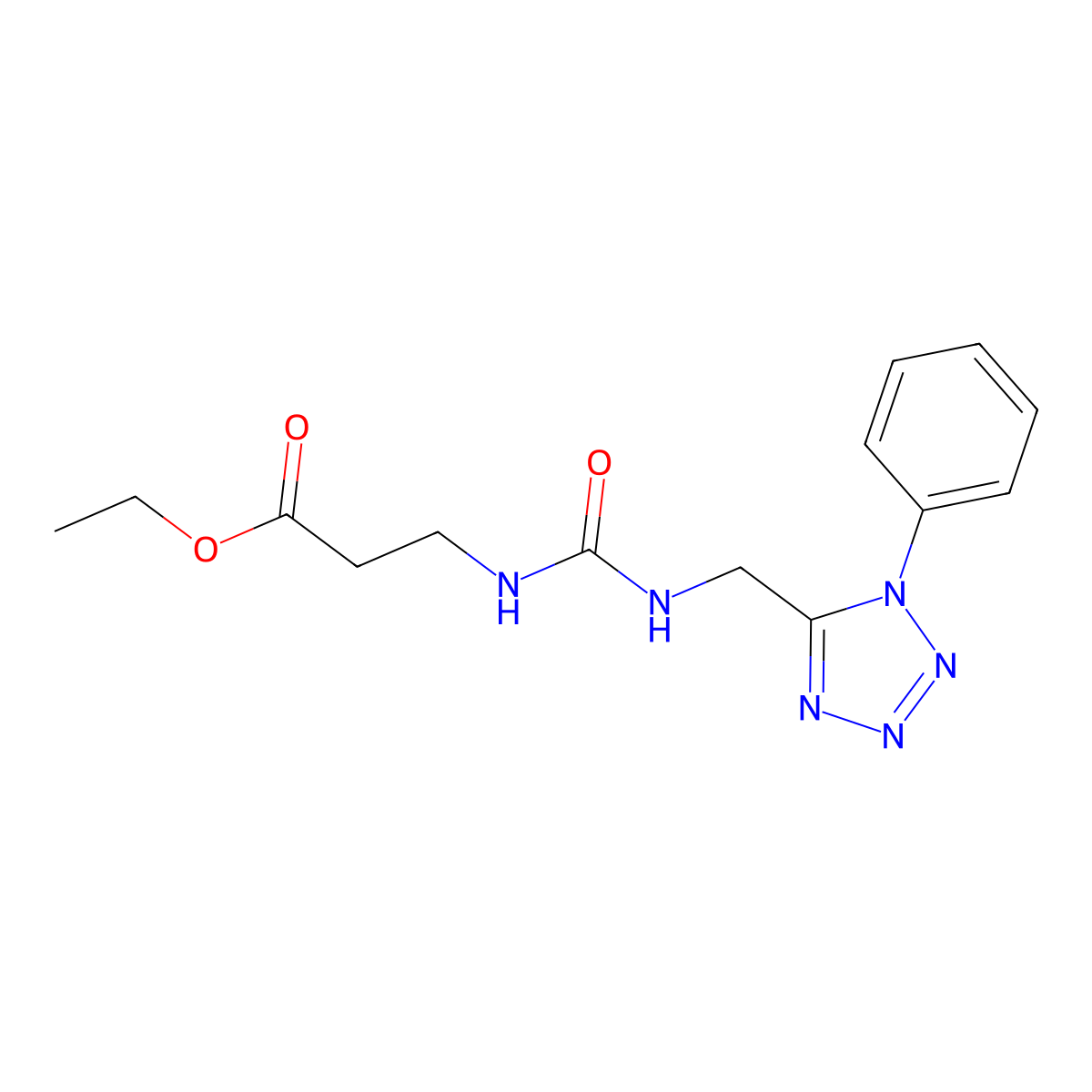 ethyl 3-(3-((1-phenyl-1H-tetrazol-5-yl)methyl)ureido)propanoate molecular structure, CAS 1005306-99-9