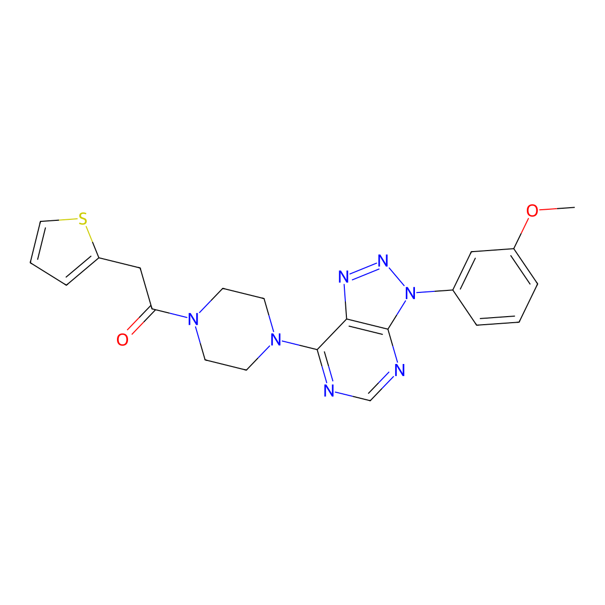 3-(3-methoxyphenyl)-7-[4-(2-thienylacetyl)piperazin-1-yl]-3H-[1,2,3]triazolo[4,5-d]pyrimidine molecular structure, CAS 1005307-03-8