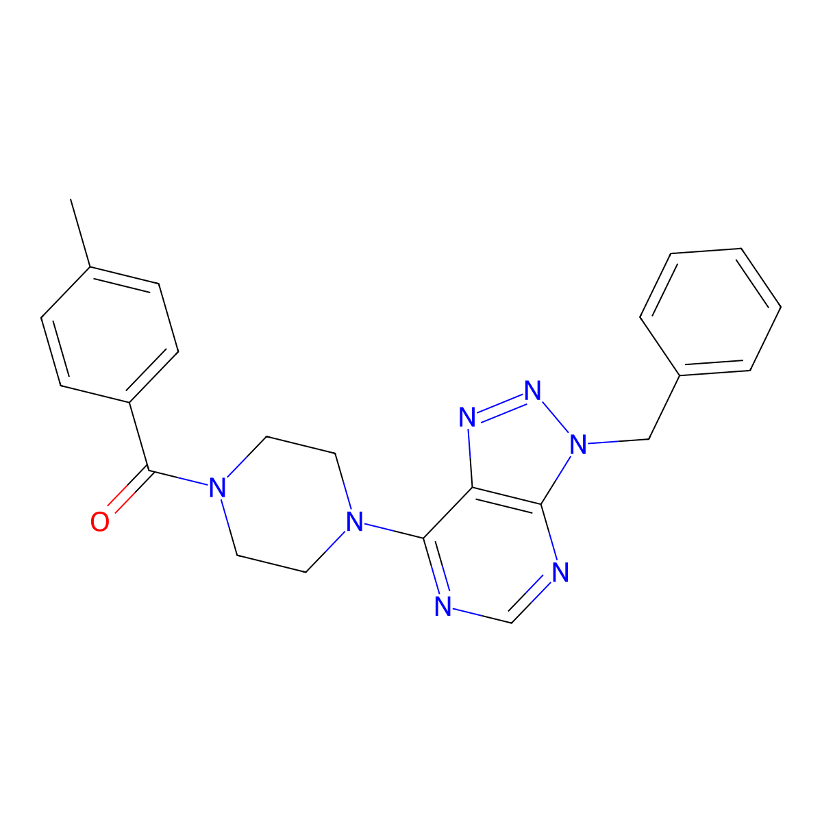 (4-(3-benzyl-3H-[1,2,3]triazolo[4,5-d]pyrimidin-7-yl)piperazin-1-yl)(p-tolyl)methanone molecular structure, CAS 1005307-15-2