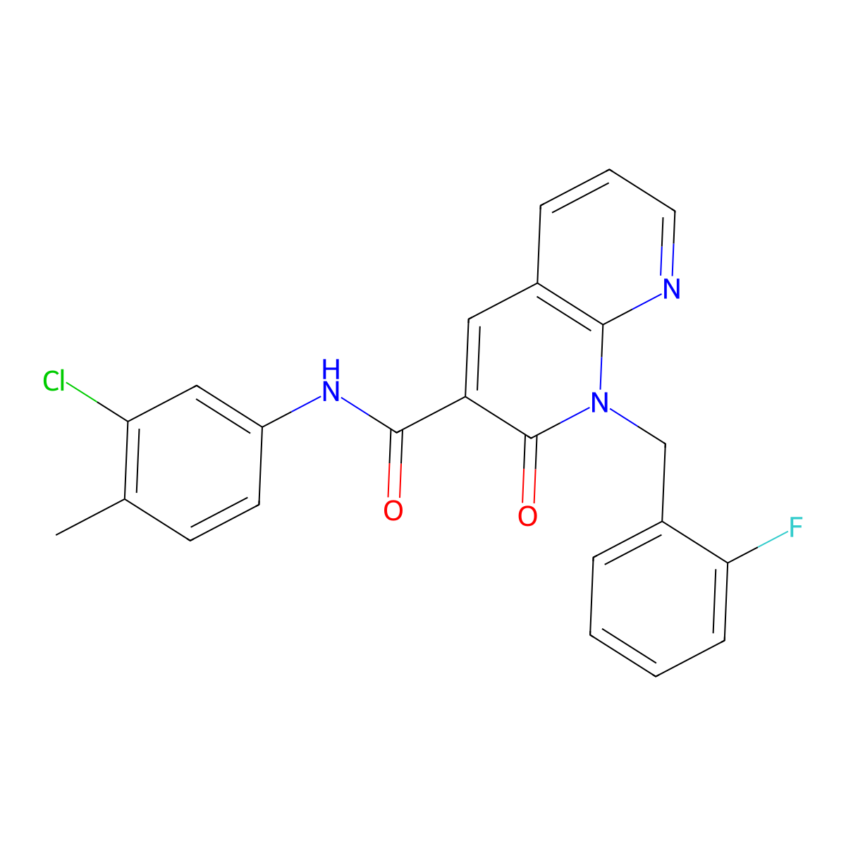 N-(3-chloro-4-methylphenyl)-1-(2-fluorobenzyl)-2-oxo-1,2-dihydro-1,8-naphthyridine-3-carboxamide molecular structure, CAS 1005307-16-3