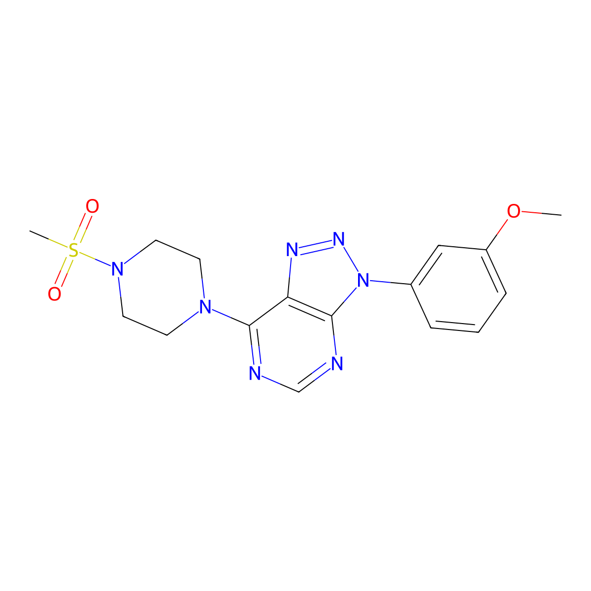 3-(3-methoxyphenyl)-7-(4-(methylsulfonyl)piperazin-1-yl)-3H-[1,2,3]triazolo[4,5-d]pyrimidine molecular structure, CAS 1005307-24-3