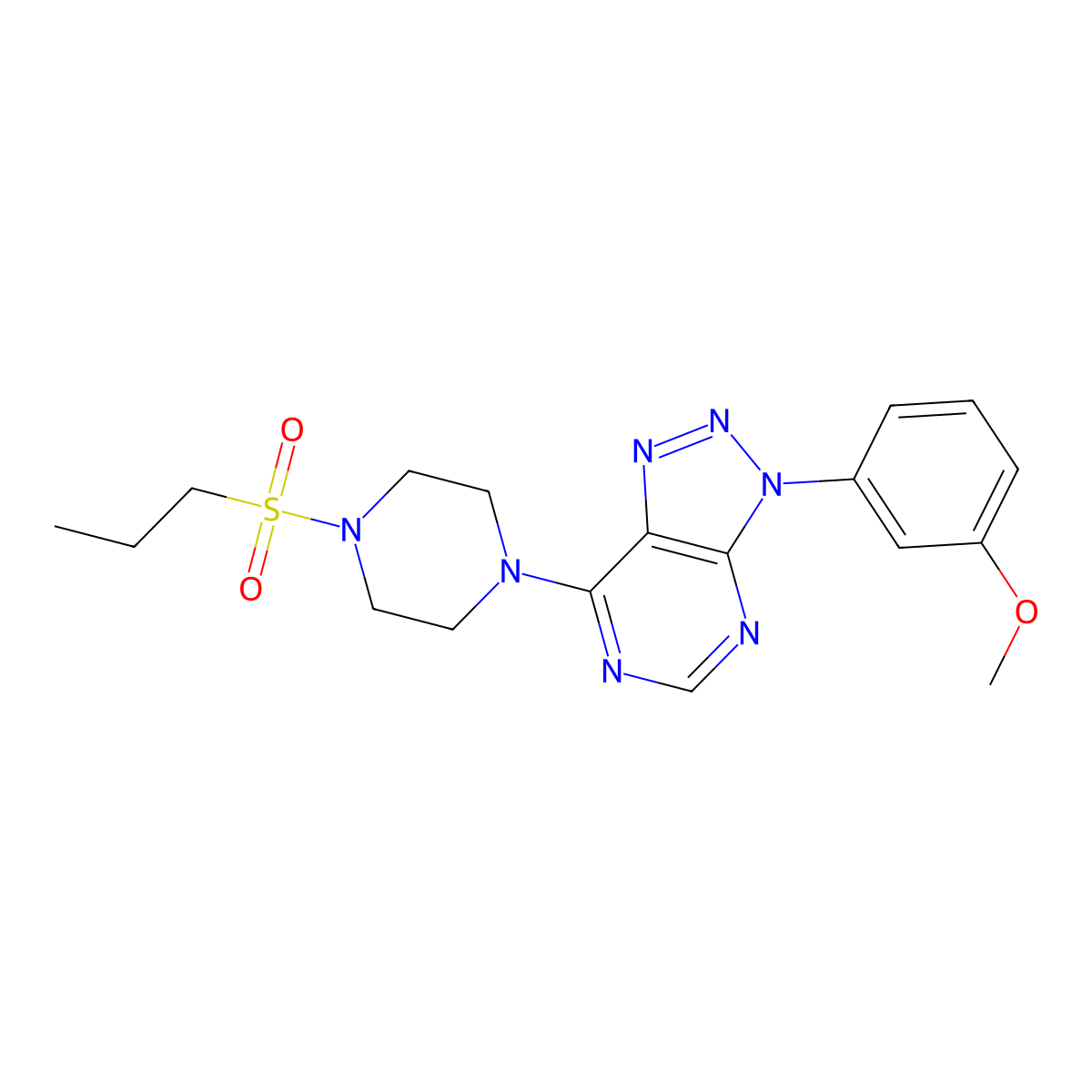 3-(3-methoxyphenyl)-7-(4-(propylsulfonyl)piperazin-1-yl)-3H-[1,2,3]triazolo[4,5-d]pyrimidine molecular structure, CAS 1005307-27-6