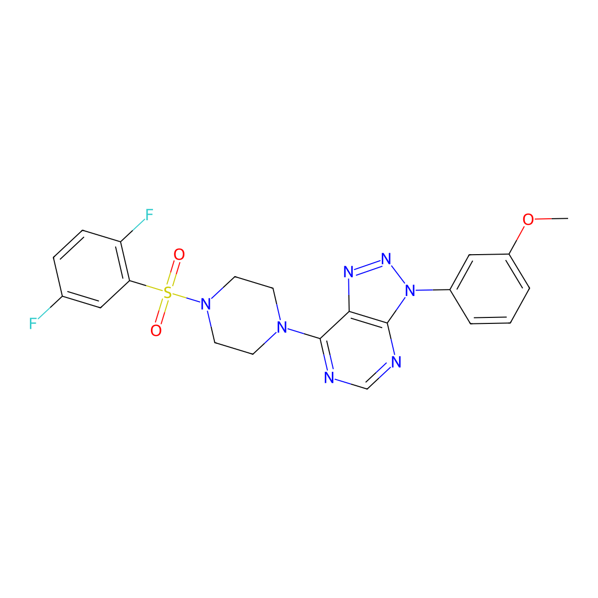 7-(4-((2,5-difluorophenyl)sulfonyl)piperazin-1-yl)-3-(3-methoxyphenyl)-3H-[1,2,3]triazolo[4,5-d]pyrimidine molecular structure, CAS 1005307-39-0