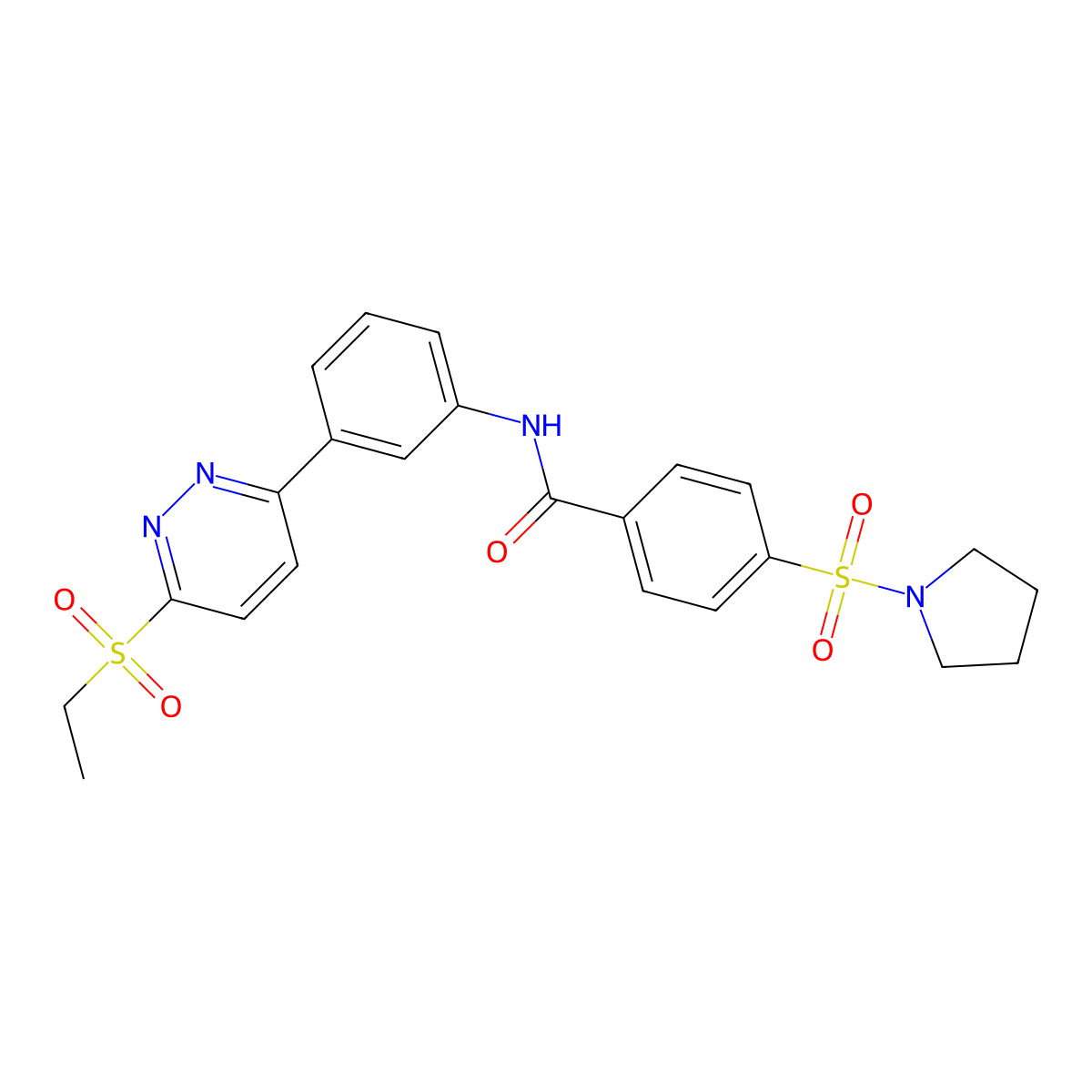 N-(3-(6-(ethylsulfonyl)pyridazin-3-yl)phenyl)-4-(pyrrolidin-1-ylsulfonyl)benzamide molecular structure, CAS 1005307-55-0
