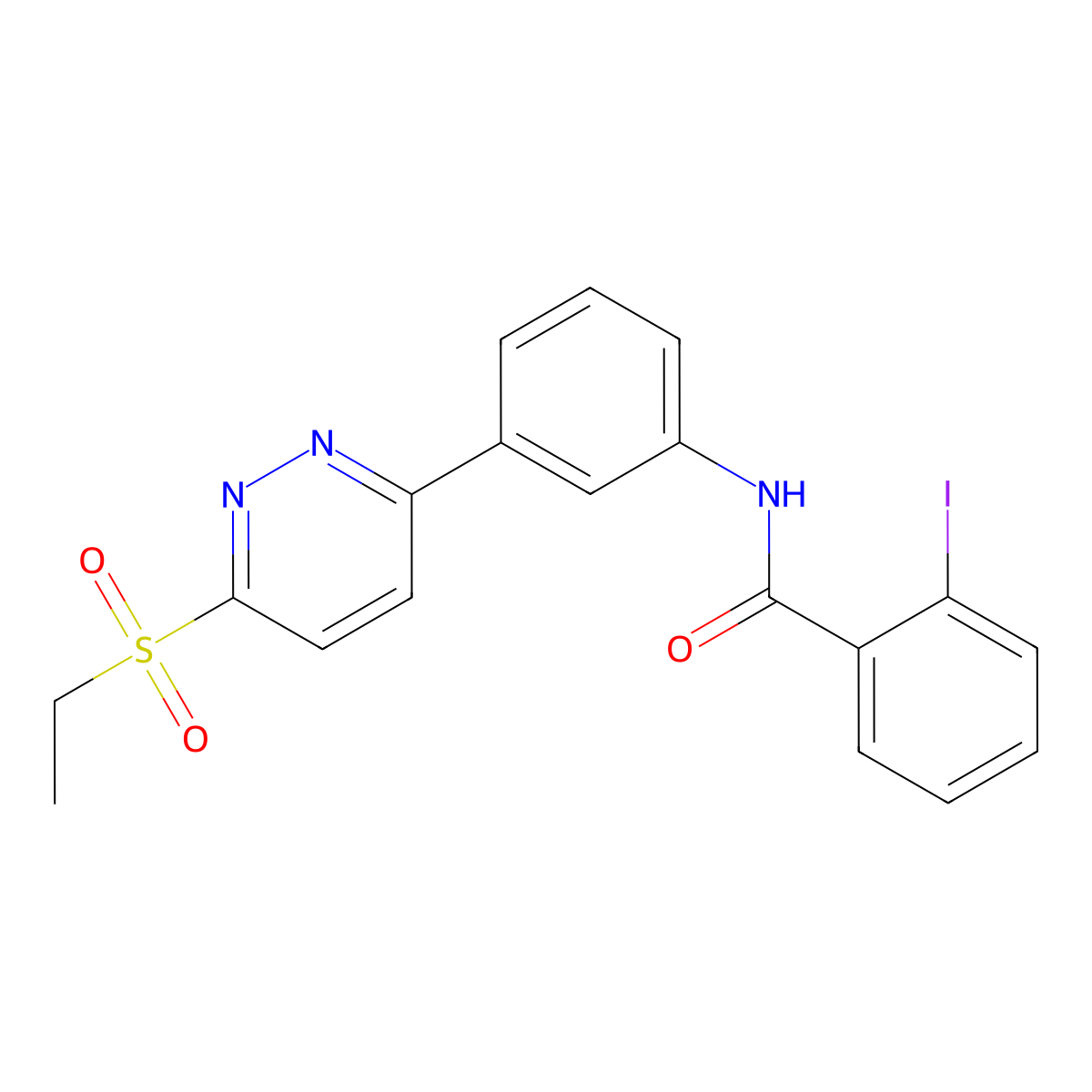 N-(3-(6-(ethylsulfonyl)pyridazin-3-yl)phenyl)-2-iodobenzamide molecular structure, CAS 1005307-59-4